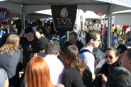 Unsurprisingly, the area in front of the Taza Chocolate booth was packed