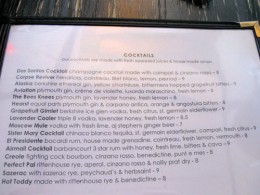 The Independent Cocktail Menu